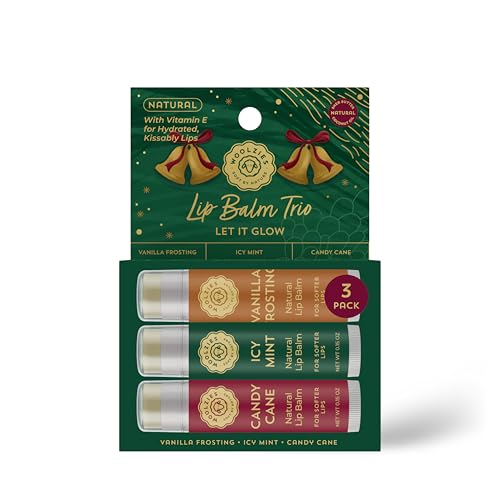 Holiday Stocking Stuffer Lip Balm Set: All-Natural Shea Butter, Beeswax, Coconut Oil, & Vitamin E Infused Lip Care (3 Pack, Let It Glow) image 5