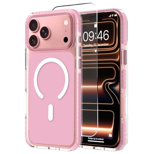 tharlet Strong Magnetic for iPhone 17 Pro Case Pink Clear Protective