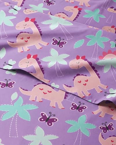 Image of Kids Twin Size Pink Dinos Bed Sheets - 3 Piece Kids Pink Dinos Sheet Set | Pink Dinos Themed Bedding, Ultra-Soft, Cute & Cozy, Breathable & Machine Washable, Bed Set for Boys, Girls & Teens & Cooling