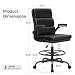 Drafting Chair Tall Office Chair with Padded Flip-up Armrests Executive Ergonomic Computer Standing Desk Chair with Comfortable Leather Backrest and Adjustable Footrest Ring (Black)