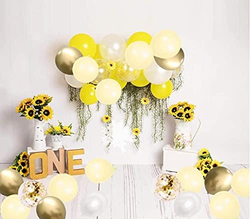 Miniatura 3 de Desde 100 piezas de guirnaldas de globo amarillo kit blanco metálico dorado látex Globos para boda fiesta de verano niños decoraciones de cumpleaños