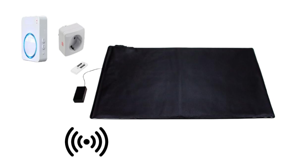 Esterilla de alarma inalámbrica para personas mayores, ayuda de cuidado con radio móvil. Receptor de timbre y enchufe de conmutación inalámbrico (luz encendida!)
