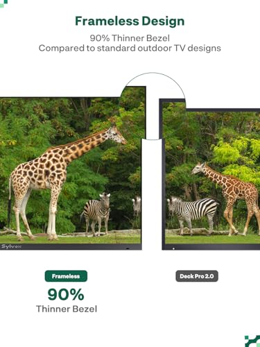 Image of SYLVOX 55'' Outdoor TV, Ultra-Narrow Bezel, Upgraded IP56 Waterproof Smart Google TV for Outside, 2x12W Speakers with Dolby Atmos, 1000 Nits Brightness for Patio, Deck or Partial Sun (Frameless, 2026)