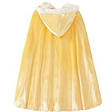 Girls Princess Elsa Velvet Hooded Long Cape Cloak Costumes Dress Up (3-5 Years, Yellow)