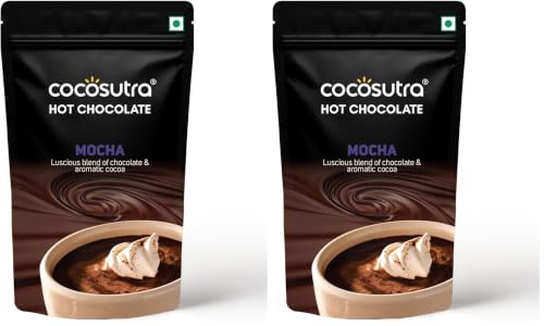 Image of Cocosutra Mocha Drinking Chocolate Mix, 100g | Hot or Cold | Vegan & Gluten Free | No Preservatives | Serves 5 Cups (Pack of 2)