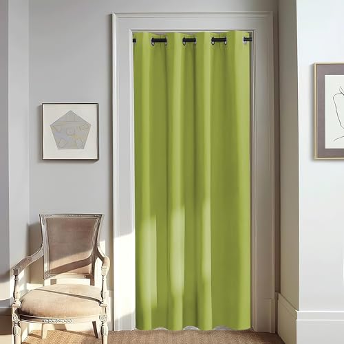 NICETOWN Door Curtain for Closet Doors 80 Inches Long 1 Panel, Blackout Doorway Curtain for Open Closet Bedroom, Room Divider Living Room for Privacy (Fresh Green, 1 Panel, 46W x 80L)