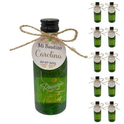 Mini Botellas de Alcohol Personalizadas - Botellitas de Licor para Detalles de Bautizos, Comuniones y Bodas - Regalos Originales para Invitados (Miniatura Ruavieja Hierbas 50ml)