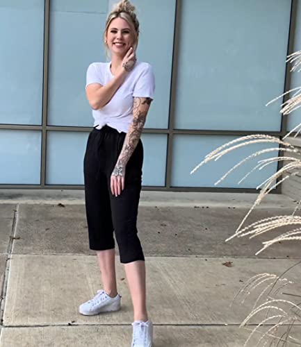 TARSE Women's Capri Yoga Pants Loose Soft Drawstring Workout Sweatpants Causal Lounge Pants with Pockets2