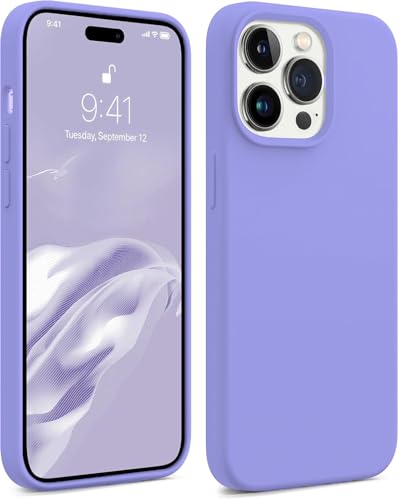 Image of Elzzi Microfiber Candy Case Compatible for iPhone 14 PRO MAX, Shockproof Slim Back Cover Liquid Silicone Case (Purple)