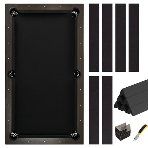 iEsstros Pool Table Felt 8ft and Bumper Kit Felt for Billiard Cloth with K66 Pool Table Bumpers and Cushions Facing 6 Pcs Cloth Strips and Staple Remover-Black
