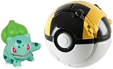 DVNBS Pokémon Throw 'N' Pop Poké Ball, Bulbasaur and Ultra Ball Action Figure Toy for Children's Toy Set (Bulbassur)