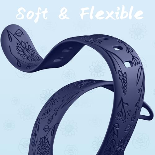 Image of SNBLK 6 Pack Floral Engraved Bands Compatible with Apple Watch Bands 40mm 41mm 42mm 38mm 44mm 45mm 46mm 49mm Women Men, Silicone Flower Pattern Strap for iWatch Series 11 10 Se Ultra 9 8 7 6 5 4 3 2 1