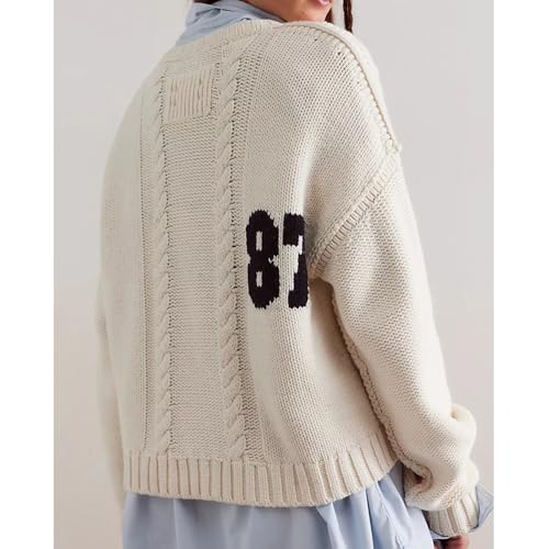 Women's '87' Graphic Knit Sweater - Oversized and Textured Design for Streetwear3