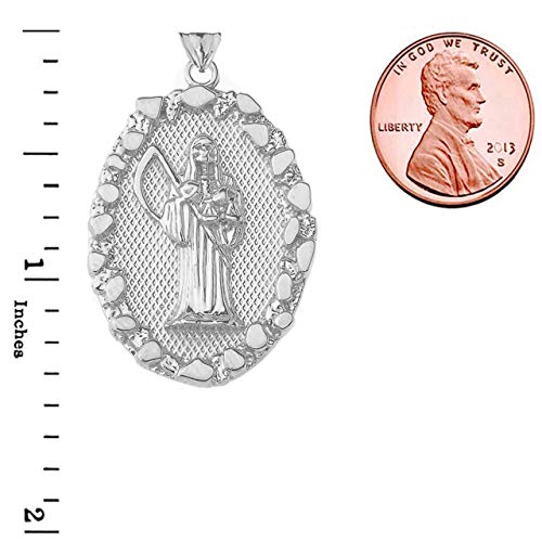 Fine Sterling Silver Santa Muerte Nugget Pendant Necklace, 20" - Image 4