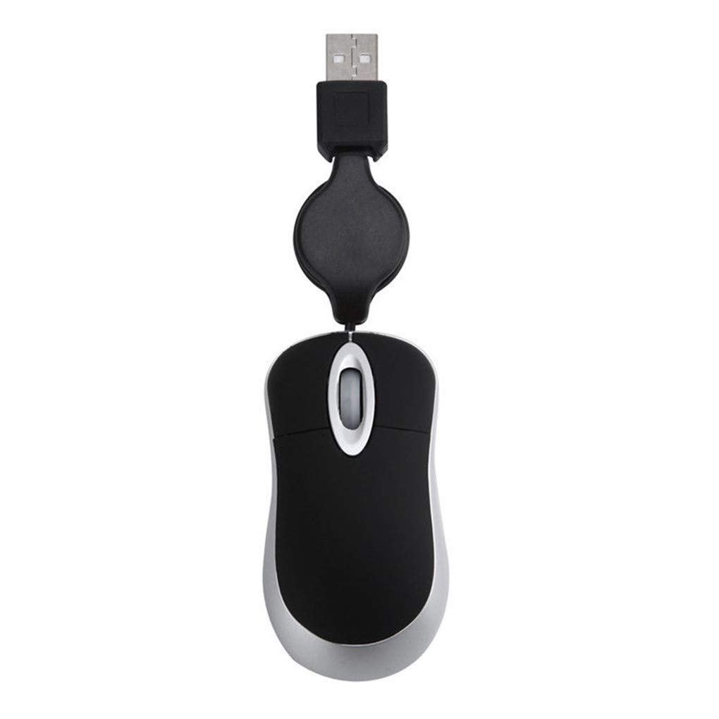 Lovely Mini Wired Mouse Retractable USB Cable Ergonomic Office Computer PC Laptop Gaming Mice