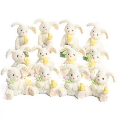 Factory Direct Craft Set of 6 Miniature Resin Springtime Bunny - Easter Table Favor Decorations (12)