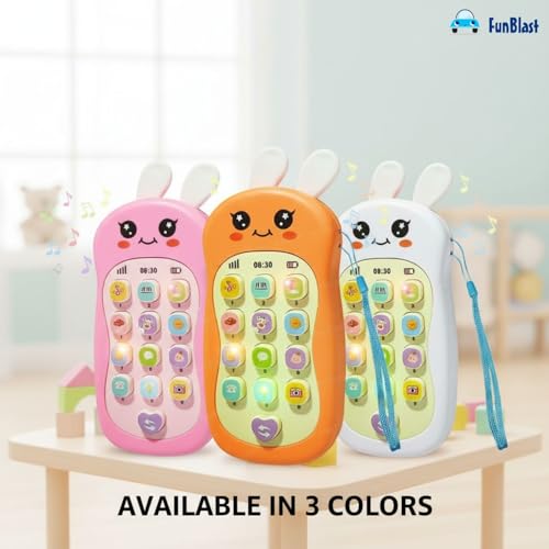 Image of FunBlast Cartoon Musical Mobile Phone for Kids, Mobile with Light & Sound Toys for Babies | Educational Toys for Kids 3+ Years /Boys /Girls-1 Unit (Bunny-Pink)
