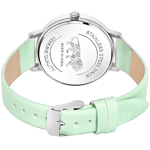 Image of Acnos 6 Colors Dial Leather Strap Quartz Analog Watch for Women - Classic & Stylish