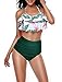 Produktbild Bequemer Laden Damen Geteilter Badeanzug Rüschen Zweiteilige Bademode Bikini High Waist Retro Blumendruck Hoher Taille Strandkleidung Bikinihose, Farbe Grün, Size S