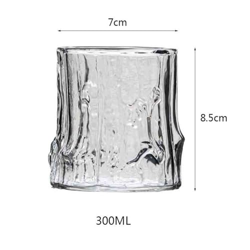 Tazas de vidrio diseño corteza vaso transparente de 300 ml para licores y whisky 3