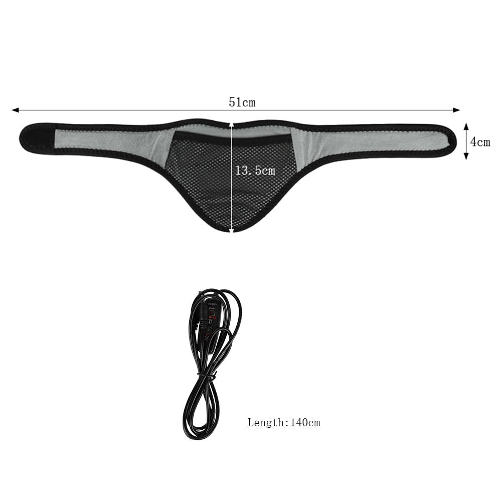 Minerve Cervicale Médicale Homme Femme Minerve de Cou USB Chauffage à Trois Température Couvre Cou Chauffant Collier Cervical Réglable pour Voyage Voiture Bureau 52 x 13,7 CM Vert