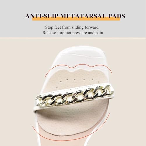 Image of 2 Pair Metatarsal Pads for Sandals | Pigskin Weight Shifting High Heel Inserts for Women | Ball of Foot Anti-Slip Comfort Pads Invisible Self-Adhesive Forefoot Shoe Insoles