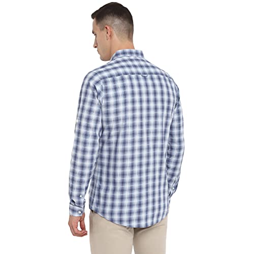 Image of Red Chief Light Blue /White Full Sleeve Check Ultra Slim Cotton Casual Shirt for Men