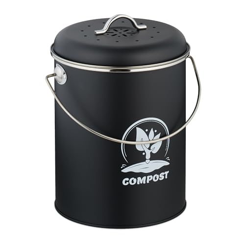 Caneca de basura para cocina de hierro 5.5 L negra