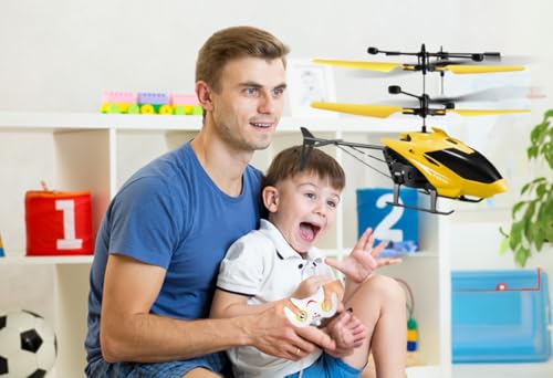 Image of Remote Control Helicopter Toy for Kids Gravity Sensing with, Rechargeable Battery, LED Lights Indoor Toy for Ages 6+ Birthday Gift Chirstmas Gift, (Pack of 1) (Yellow)