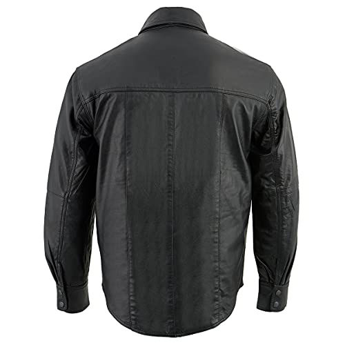 Milwaukee Leather LKM1600 Men's Black Lightweight Casual Biker Style Leather Shirt2