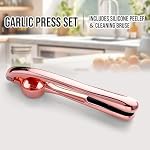 Kitchen Garlic Press, Rust Proof & Dishwasher Safe Garlic Mincer, Durable Garlic Crusher, Easy to Clean and Squeeze, Rose - Image 6