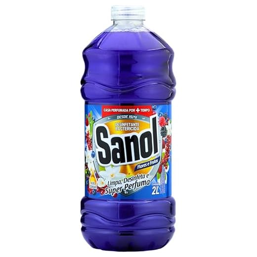 Sanol Desinfetante Líquido Para Uso Geral Flores E Frutas 2 Litros Azul