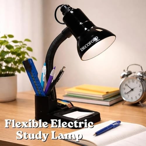 Image of Electric Study Lamp | Adjustable Neck Table Light for Students & Readers | Compact Desk Lamp for Study, Office & Bedroom Use (Black)