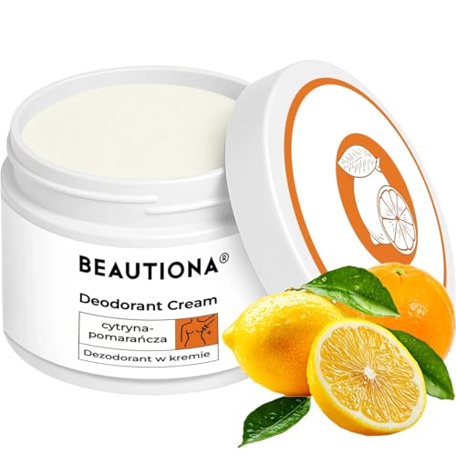 Natürliche Deo-Creme - Aluminiumfrei - Antitranspirant für empfindliche Haut - Lang anhaltender Schutz gegen Schweiß und Flecken (50 ml, Zitrone Orange)
