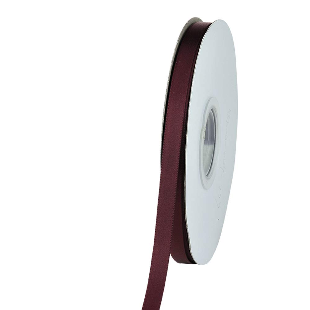 Ribest 3/8 inch 50 Yards Solid Double Face Satin Ribbon per Roll for DIY Hair Accessories Scrapbooking Gift Packaging Party Decoration Wedding Flowers Burgundy