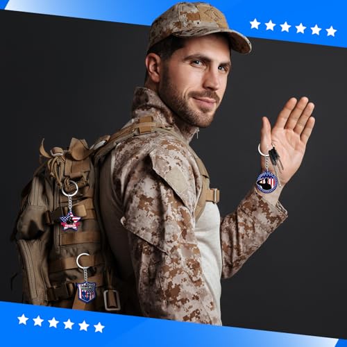 Image of Sureio 120 Pcs Thank You for Your Service Veterans Gifts Bulk, Patriotic USA Military Retirement Appreciation Keychain Favors (Novel)