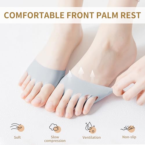 Image of 4 Pairs Honeycomb Fabric Forefoot Pads Women High Heels Invisible Socks High Heel Comfort Pads for Relieving Foot (Black Beige Gray White)