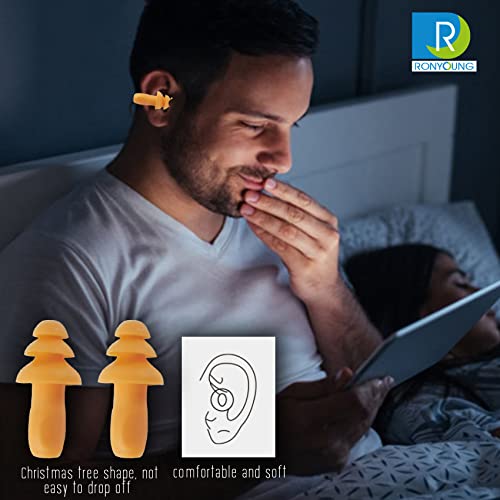 Ronyoung 100 Pairs Corded Ear Plugs Reusable Silicone Earplugs Sleep Noise Cancelling For Hearing Protection #TOP3
