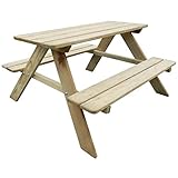 Cette table de pique-nique se compose d'une grande table et de 2 bancs confortables