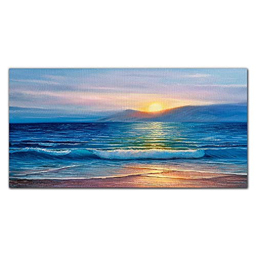 Tableau en verre 100x50cm impression ocean vagues decoration murale salon