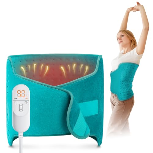 Heating Pad for Back Heating Pad for Period Cramps/Waist/Stomach with Belt Fathers Day Dad Gifts for Men Birthday Gifts for Women Men 6 Heat Settings 4 Auto-Off Blue Green
