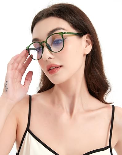 Image of Blue Light Blocking Glasses for Women and Men, Round Frame Computer Gaming Anti Eyestrain & UV Glare RF6213 (Clear)