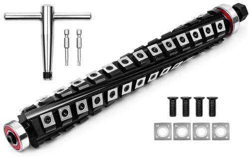 SpeTool Upgrade 12.5 Inch Helical Planer Cutter Head for DW733 DW734 Thickness Planer, Spiral Cutterhead 4 Rows 52 Carbide Inserts with Pre-Assembled Bearings for Smoother Cut & Lower Noise