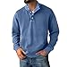 YSERB Mens Distressed Henley Shirts Long Sleeve Fashion Sweatshirt Loose Fit Acid Wash Shirt Pullover Top Washed T-Shirts Blue