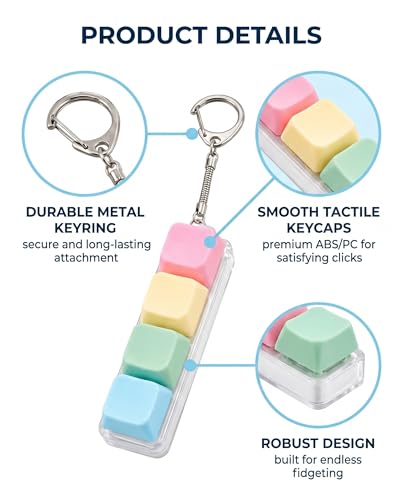 RAVNIX Porte-clés Jouet Clavier 2 Pièces – Clicker à Retour Tactile pour Réduction du Stress, Aide à la Concentration, Cadeau Anti-Anxiété pour Adultes – vue 3