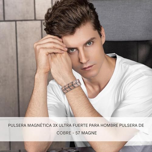 Patifirst Pulsera Magnética Para Hombre,Pulseras De Cobre Magnéticas Para Hombre - Accesorio De Para Soporte Energético En Deporte Oficina Negocios Y Regalo Cumpleaños - imagen 3