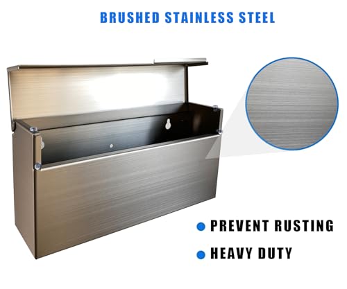 Image of Stainless Steel Wall-Mount Outdoor Mailbox with Rain Cover | Large-Capacity Mailbox for Homes, Apartments & Offices with Secure Front Access & Weather-Resistant Design, Silver