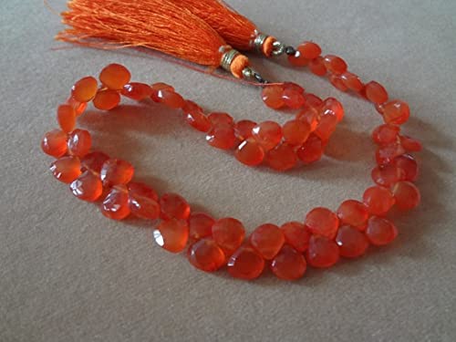 Carnelia orange briolette en coeur facetté de 6-7mm pour création de bijoux uniques