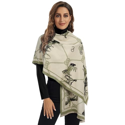 EXTREE Scarfs for Women Pashmina Silky Shawl Wrap for Evening Dressing Blanket Open Front Poncho Cape Rice Green