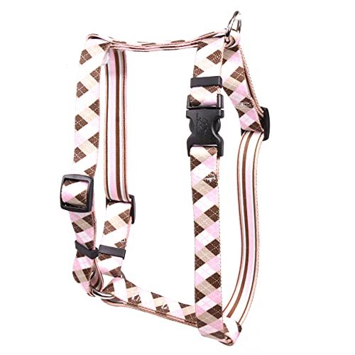 Image of Yellow Dog Design Pink and Brown Argyle Step-in Dog Harness, Large-1 inch Wide and fits Chest of 25 to 40 inch